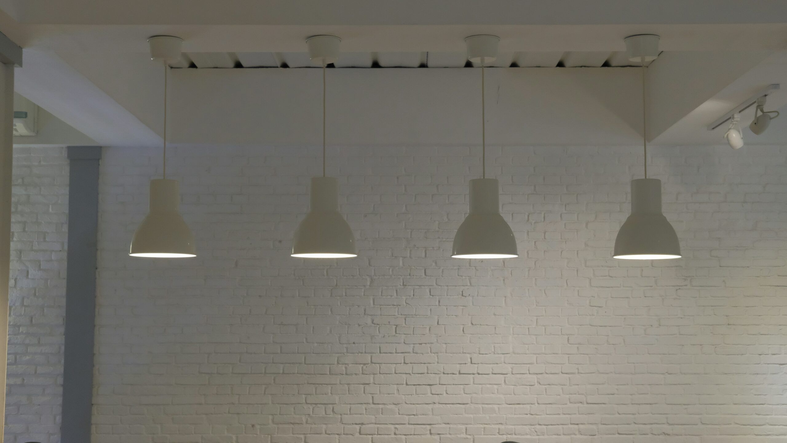 hanging lights at commercial building